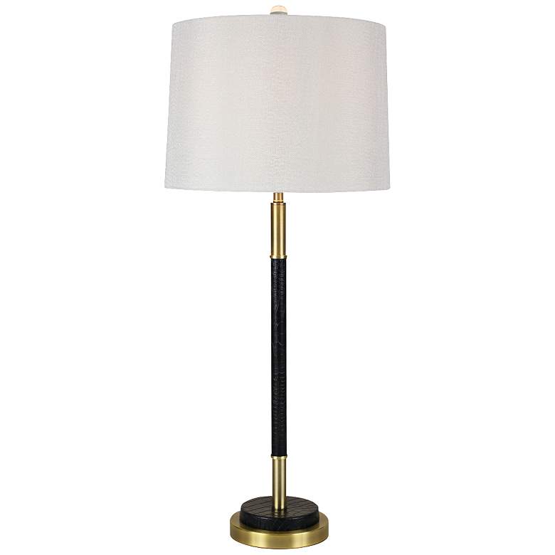 Image 1 Simplicity Brass and Black Faux Leather Table Lamp