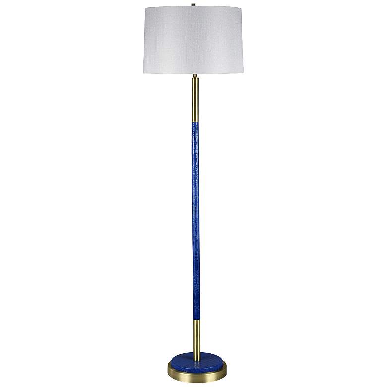 Image 1 Simplicity Brass and Blue Faux Leather Floor Lamp