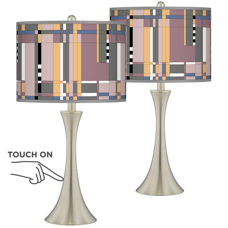 Image 1 Simplicity Trish Brushed Nickel Touch Table Lamps Set of 2