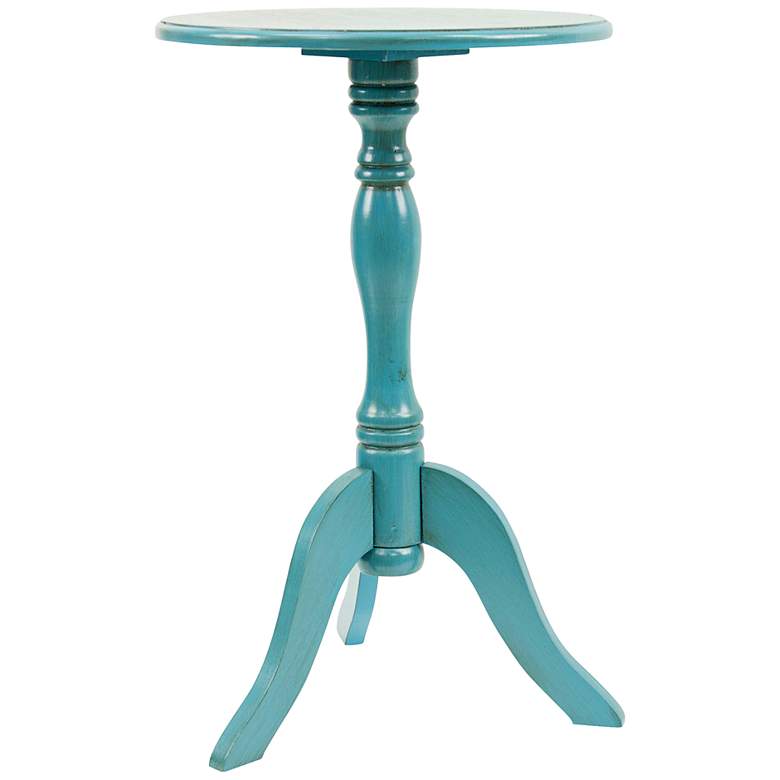 Image 1 Simplify 15 inch Wide Turquoise Blue Traditional Pedestal Table
