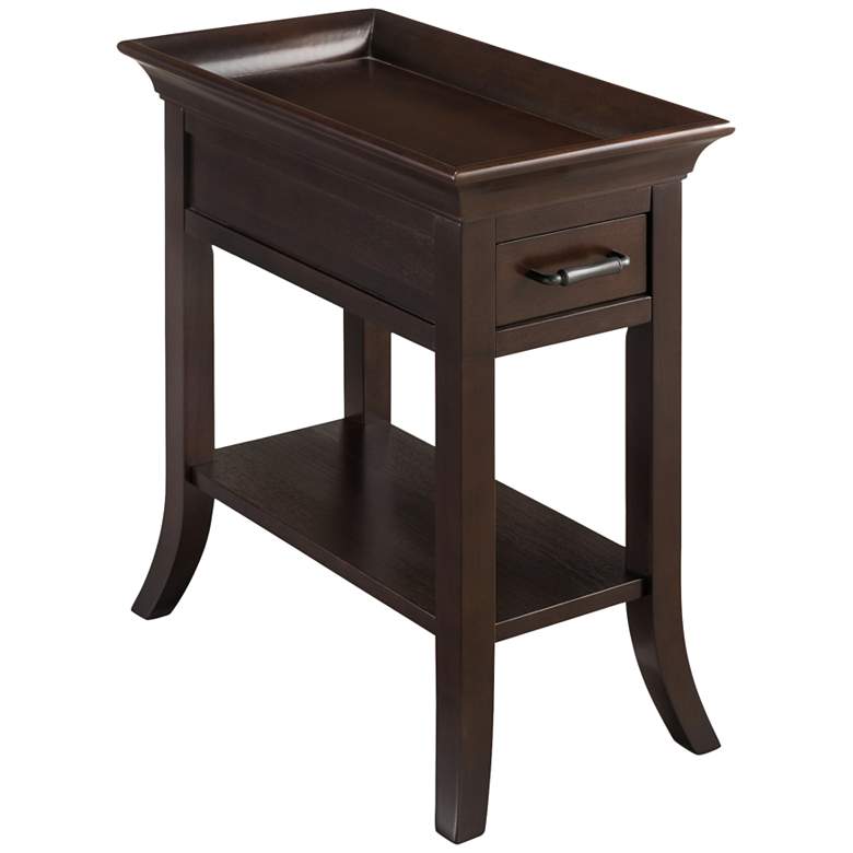 Simpson 13&quot; Wide Chocolate Cherry Tray Edge Chairside Table