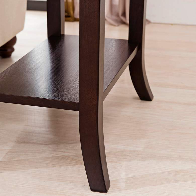 Image 5 Simpson 13 inch Wide Chocolate Cherry Tray Edge Chairside Table more views