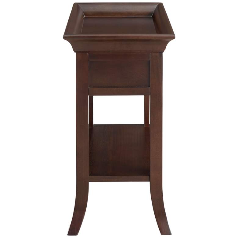 Image 7 Simpson 13 inch Wide Chocolate Cherry Tray Edge Chairside Table more views
