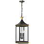 Thumbnail1 of Simpson 3 Light Matte Black + Textured Gold Outdoor Pendant