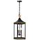 Simpson 3 Light Matte Black + Textured Gold Outdoor Pendant