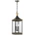 Simpson 3 Light Matte Black + Textured Gold Outdoor Pendant
