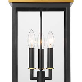 Image3 of Simpson 3 Light Matte Black + Textured Gold Outdoor Pendant more views