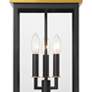 Thumbnail3 of Simpson 3 Light Matte Black + Textured Gold Outdoor Pendant more views