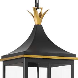 Image4 of Simpson 3 Light Matte Black + Textured Gold Outdoor Pendant more views