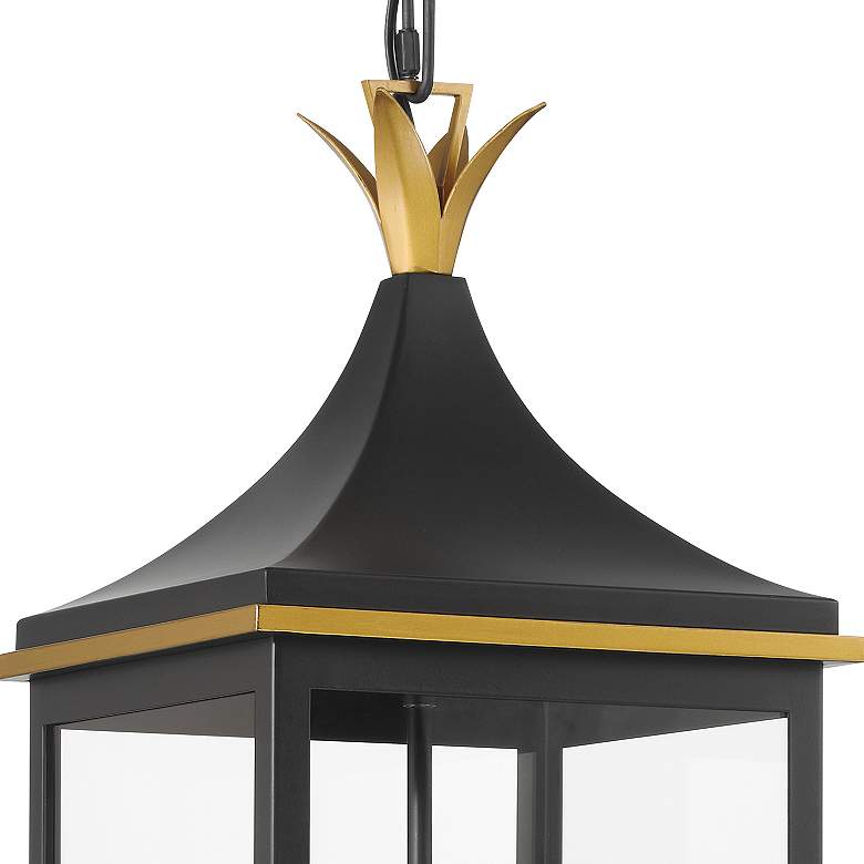 Image 4 Simpson 3 Light Matte Black + Textured Gold Outdoor Pendant more views