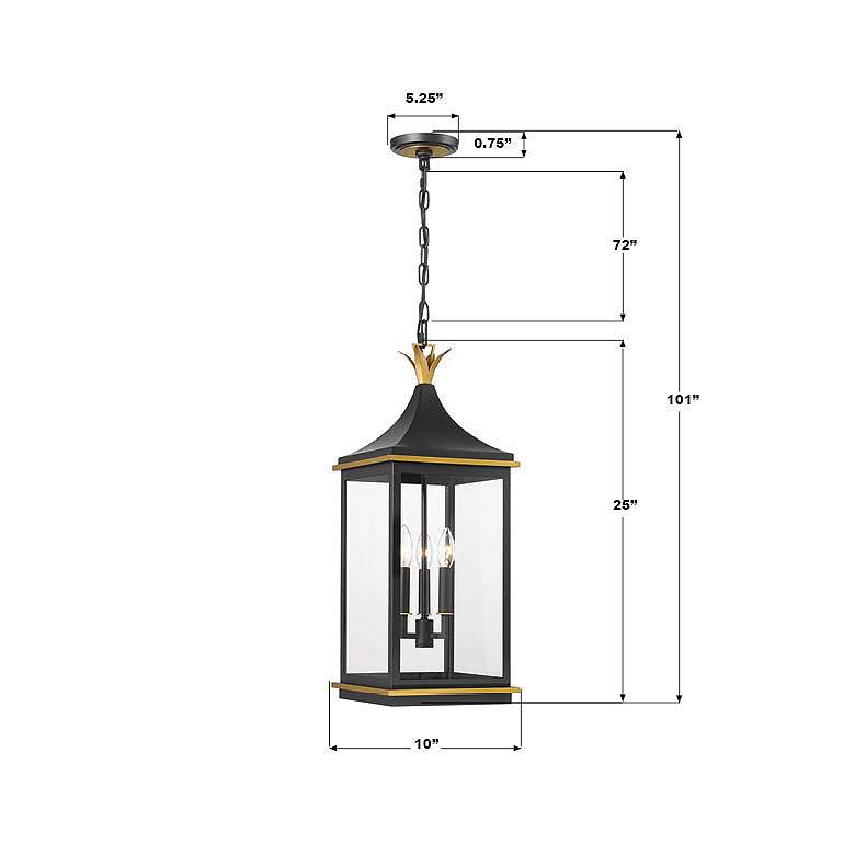 Image 6 Simpson 3 Light Matte Black + Textured Gold Outdoor Pendant more views