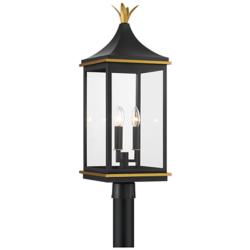 Simpson 3 Light Matte Black + Textured Gold Outdoor Post