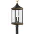 Simpson 3 Light Matte Black + Textured Gold Outdoor Post