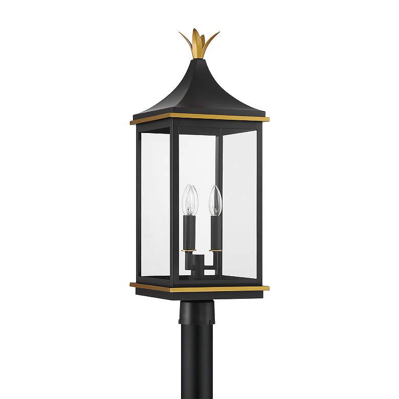 Image 3 Simpson 3 Light Matte Black + Textured Gold Outdoor Post more views