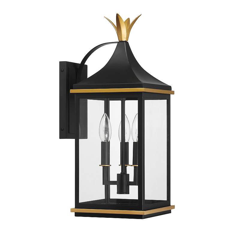 Image 3 Simpson 3 Light Matte Black + Textured Gold Outdoor Sconce more views
