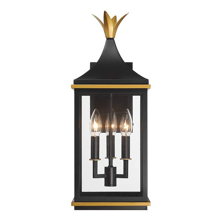 Image 4 Simpson 3 Light Matte Black + Textured Gold Outdoor Sconce more views