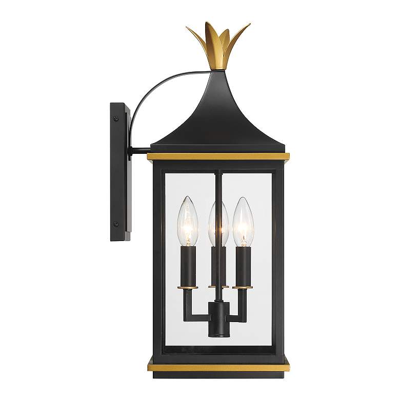Image 5 Simpson 3 Light Matte Black + Textured Gold Outdoor Sconce more views
