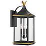 1_Simpson 3 Light Matte Black + Textured Gold Outdoor Sconce