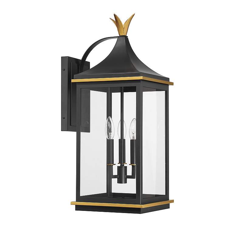 Image 3 Simpson 3 Light Matte Black + Textured Gold Outdoor Sconce more views