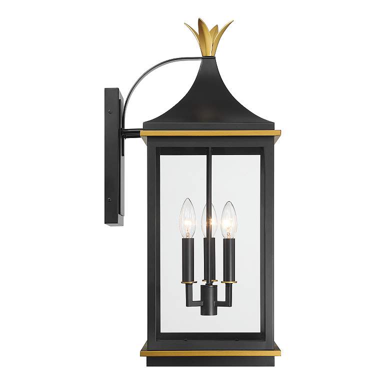 Image 5 Simpson 3 Light Matte Black + Textured Gold Outdoor Sconce more views