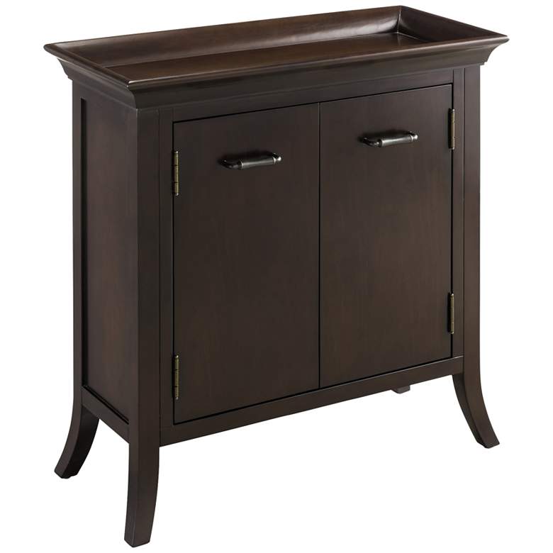 Image 1 Simpson 30" Chocolate Cherry 2-Door Tray Edge Foyer Cabinet