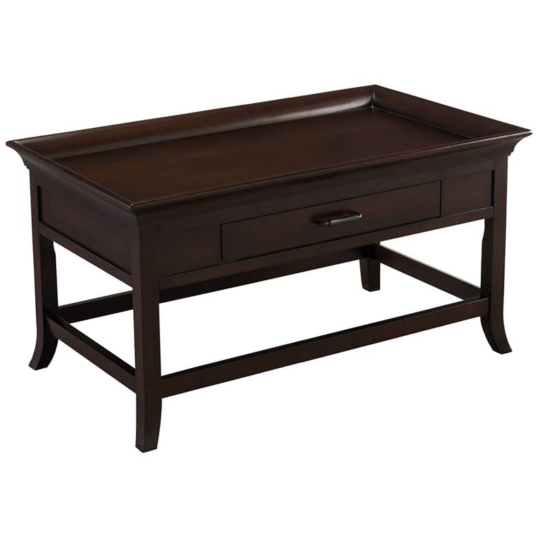 Image 1 Simpson 38 inch Chocolate Cherry 1-Drawer Tray Edge Coffee Table