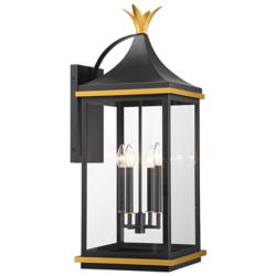Simpson 4 Light Matte Black + Textured Gold Outdoor Sconce