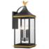 Simpson 4 Light Matte Black + Textured Gold Outdoor Sconce