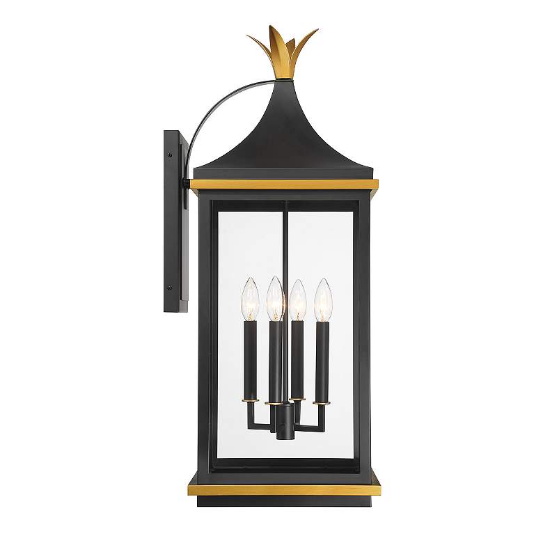 Image 4 Simpson 4 Light Matte Black + Textured Gold Outdoor Sconce more views