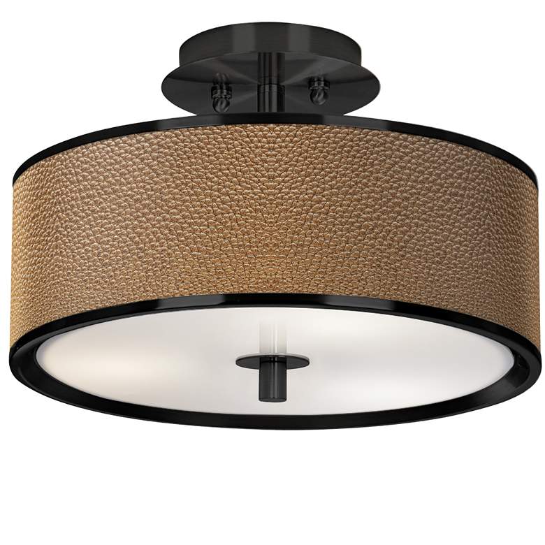 Image 1 Simulated Leatherette Black 14" Wide Ceiling Light