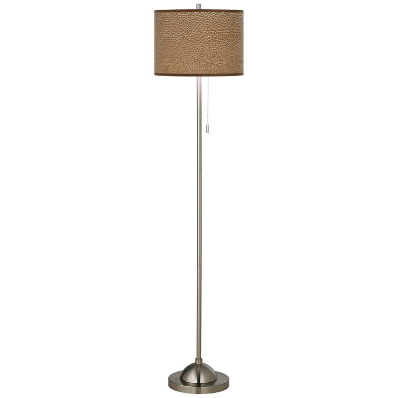 Image 2 Simulated Leatherette Brushed Nickel Pull Chain Floor Lamp