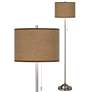 Simulated Leatherette Brushed Nickel Pull Chain Floor Lamp