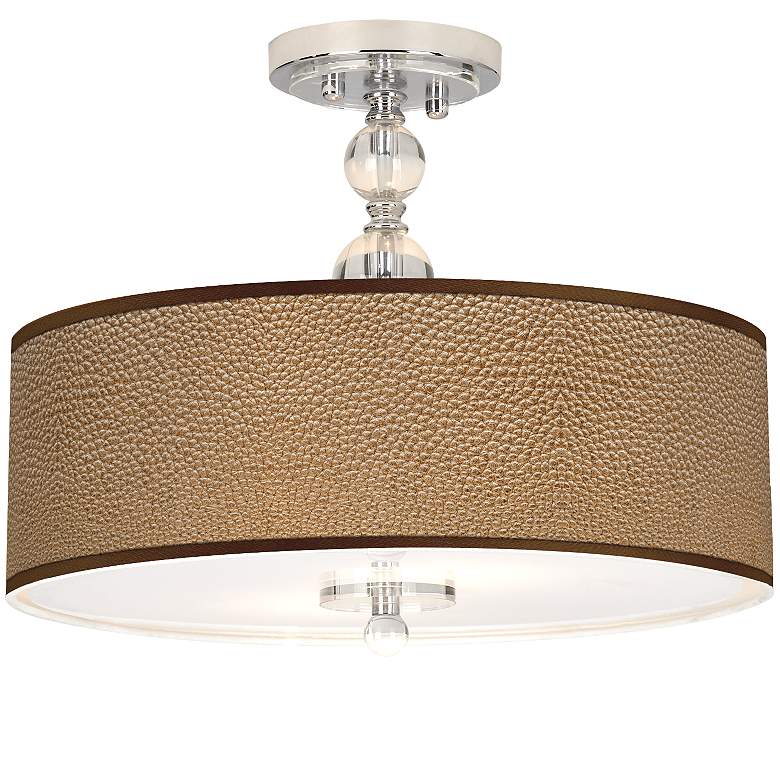 Image 1 Simulated Leatherette Giclee 16 inch Wide Semi-Flush Ceiling Light