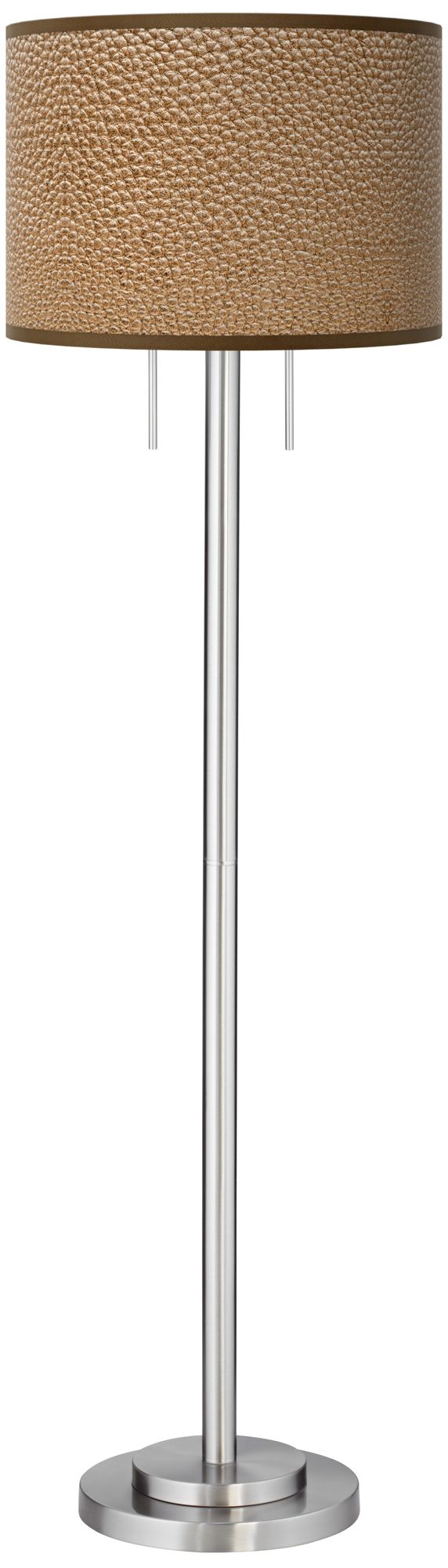 Simulated Leatherette Giclee Brushed Nickel Garth Floor Lamp