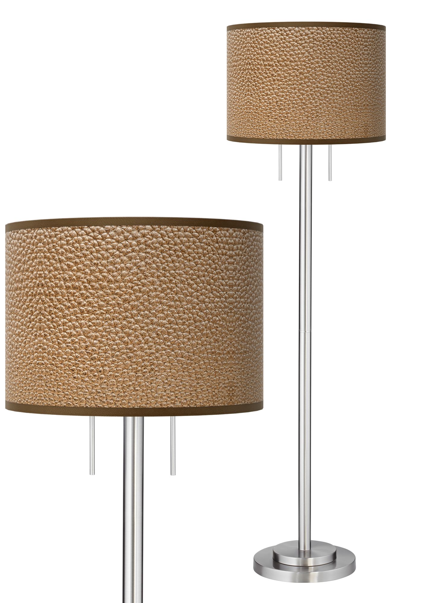 Image Simulated Leatherette Giclee Brushed Nickel Garth Floor Lamp