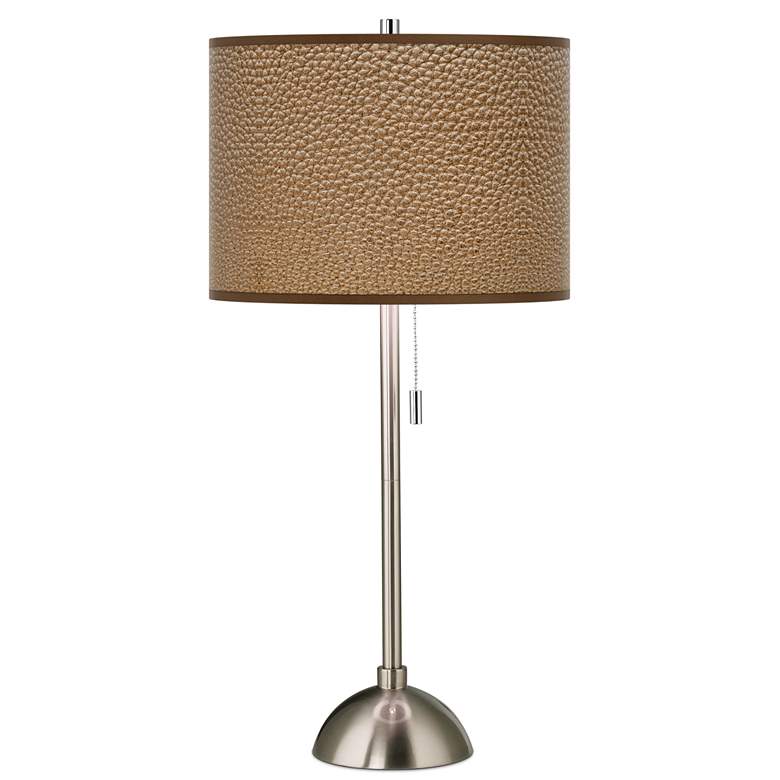 Image 1 Simulated Leatherette Giclee Brushed Nickel Table Lamp