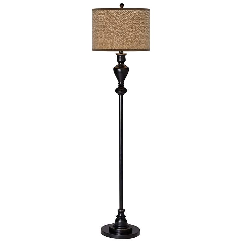 Image 2 Simulated Leatherette Giclee Glow Black Bronze Floor Lamp