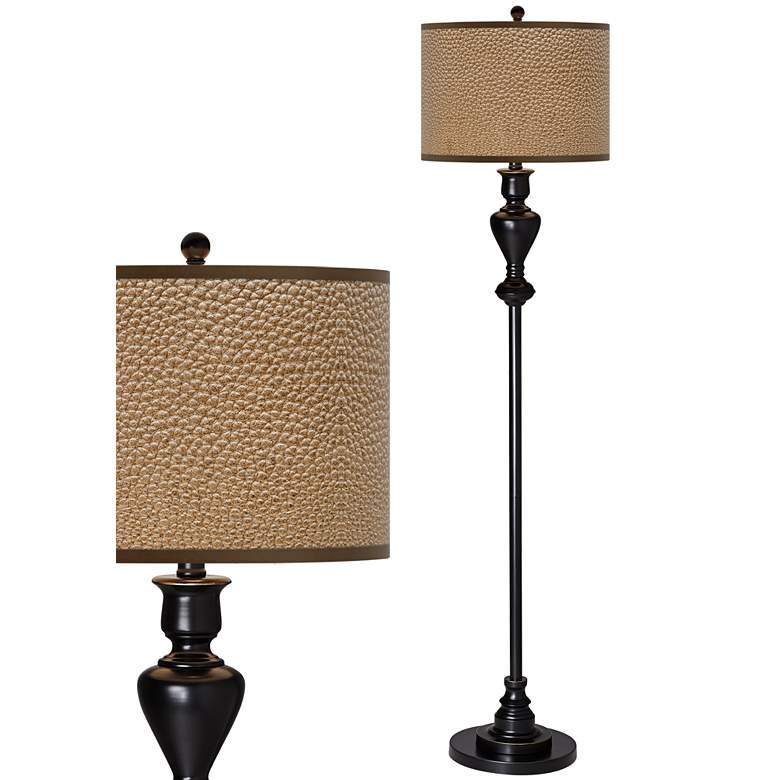 Image 1 Simulated Leatherette Giclee Glow Black Bronze Floor Lamp
