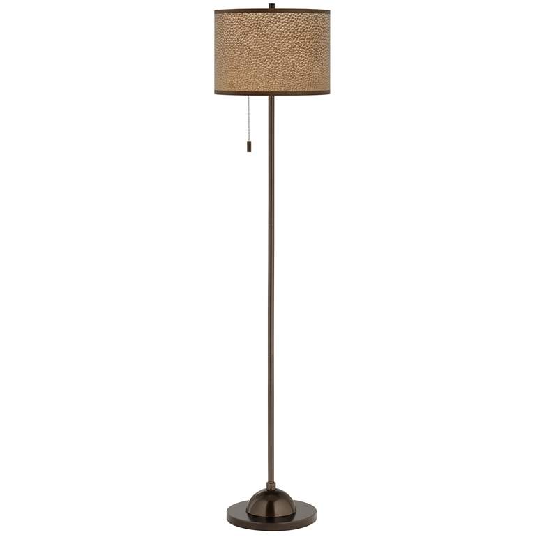 Image 2 Simulated Leatherette Giclee Glow Bronze Club Floor Lamp