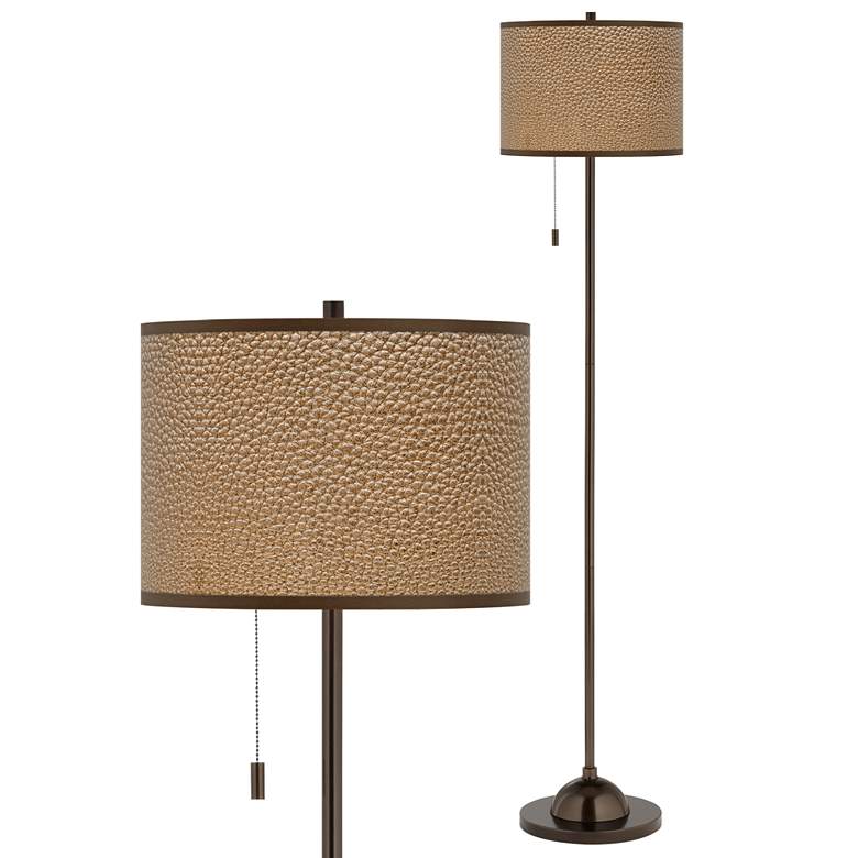 Image 1 Simulated Leatherette Giclee Glow Bronze Club Floor Lamp