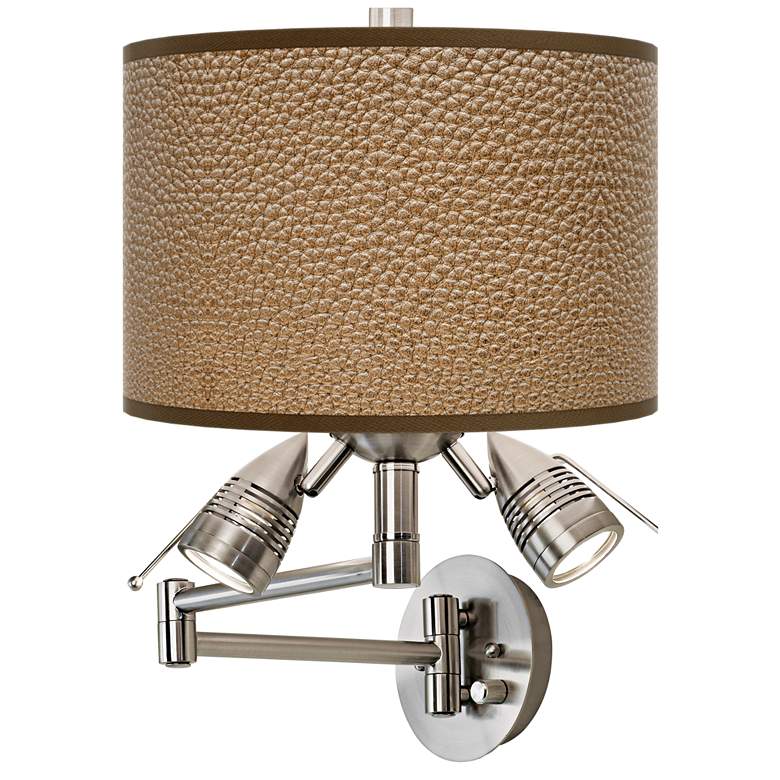 Simulated Leatherette Giclee Plug-In Swing Arm Wall Lamp