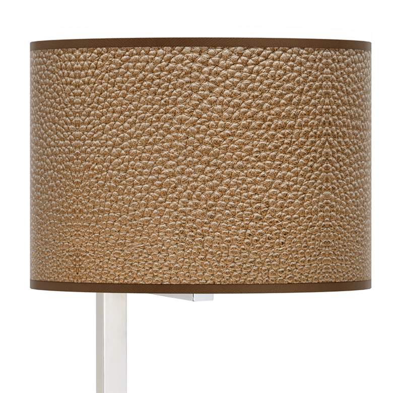 Image 2 Simulated Leatherette Glass Inset Table Lamp more views