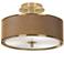 Simulated Leatherette Gold 14" Wide Ceiling Light