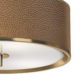 Image3 of Simulated Leatherette Gold 14" Wide Ceiling Light more views