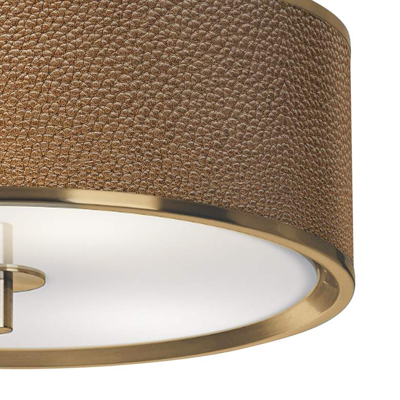 Image 3 Simulated Leatherette Gold 14" Wide Ceiling Light more views