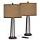 Simulated Leatherette Susan Dark Bronze USB Table Lamps Set of 2