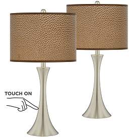 Image1 of Simulated Leatherette Trish Nickel Touch Table Lamps Set of 2