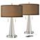 Simulated Leatherette Vicki Nickel USB Table Lamps Set of 2