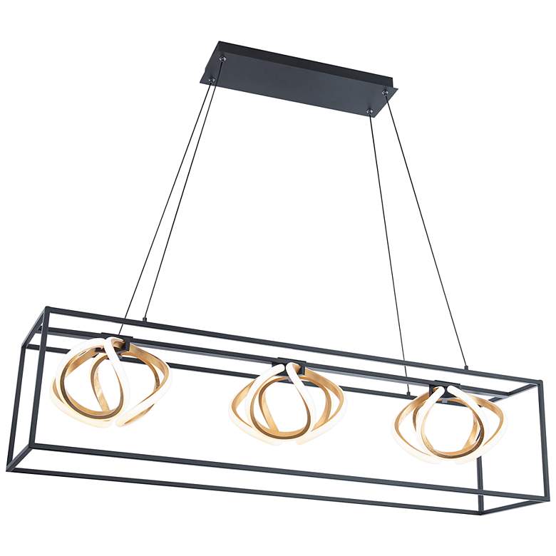 Image 4 Sinclair 10.25 inchH x 42.25 inchW 3-Light Linear Pendant in Black more views