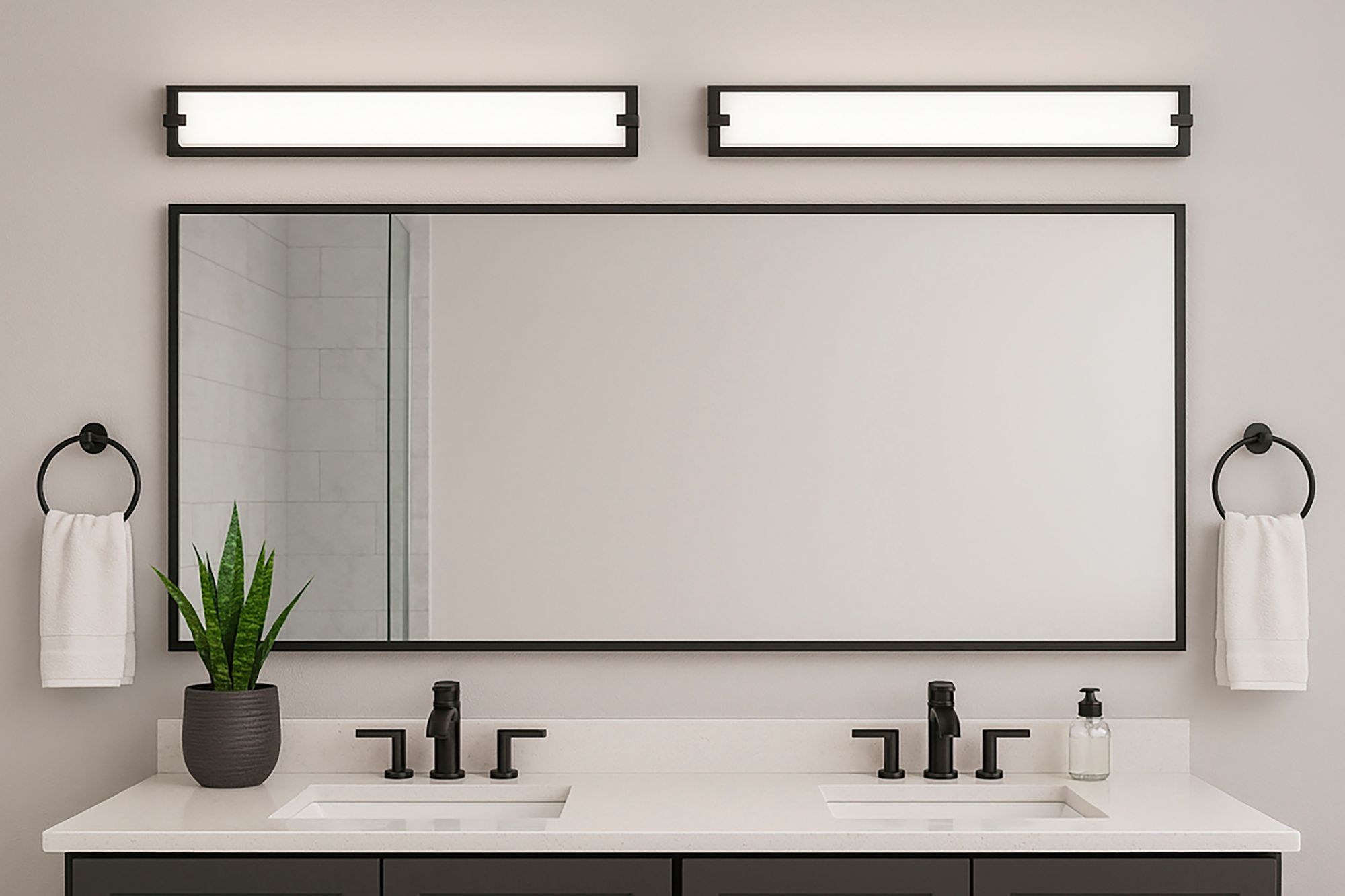 Image 6 Sinclair 24" Wide Black LED Vanity Light with White Acrylic Shade more views